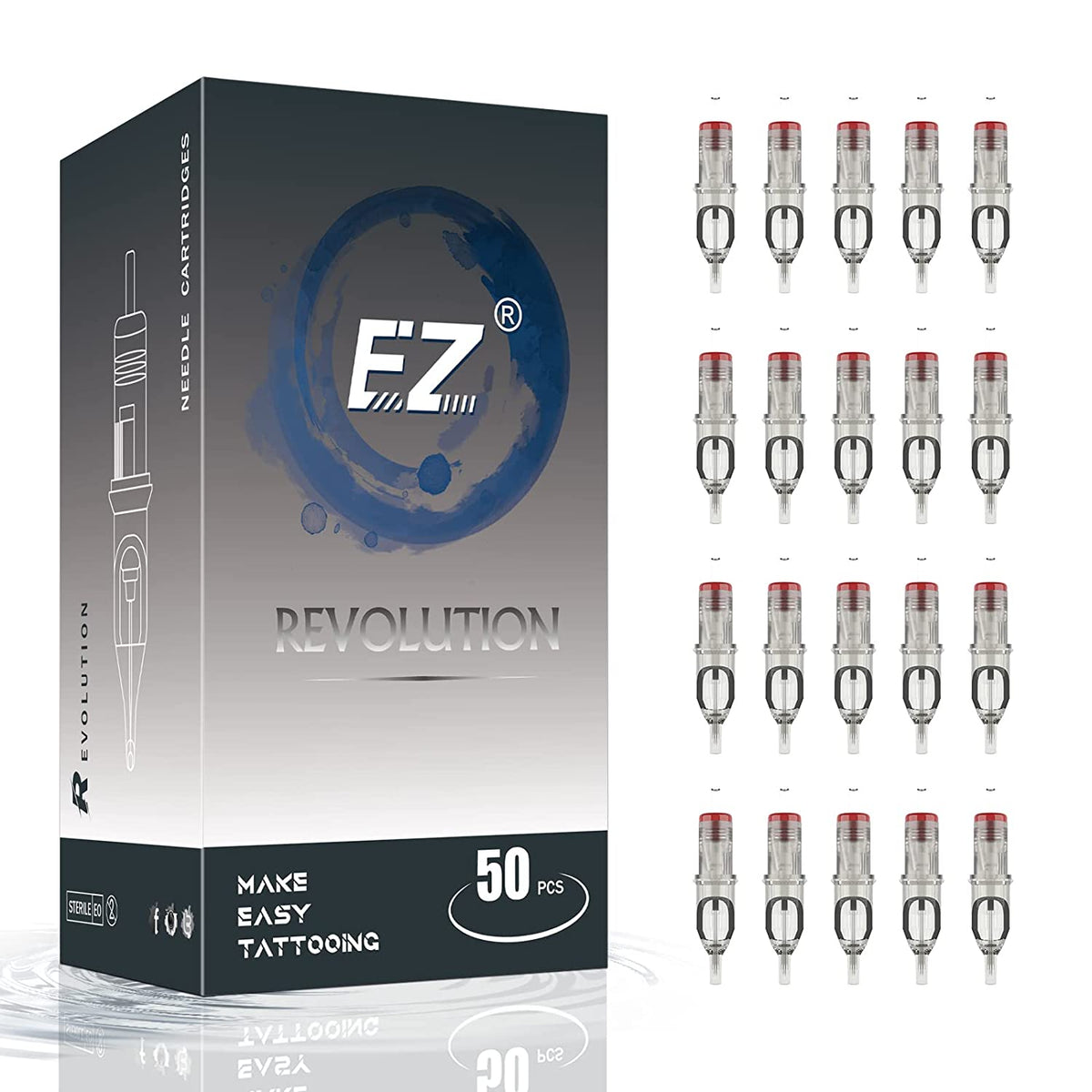 EZ Revolution Tattoo Needle Cartridges Assorted Mixed 50Pcs EZTAT2